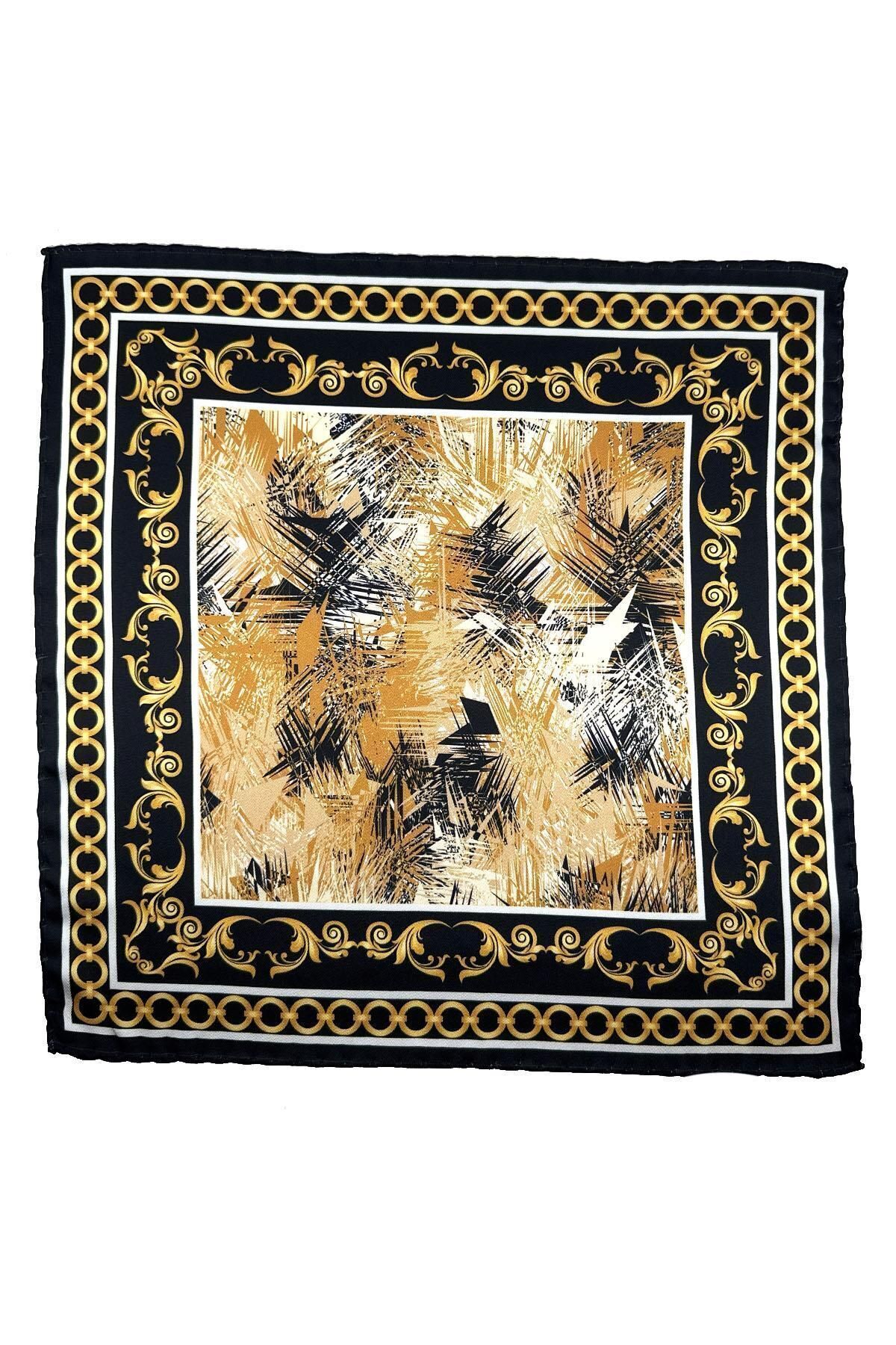  دستمال جیبی مردانه طرح مشکی و زرد SPS640-120