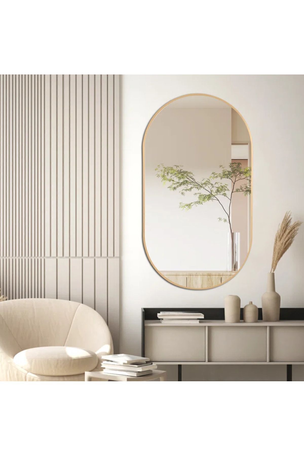 ant home-Model Alpha Decorative Mirror Wall Mirror Console Mirror Mdf Ellipse Mirror 4