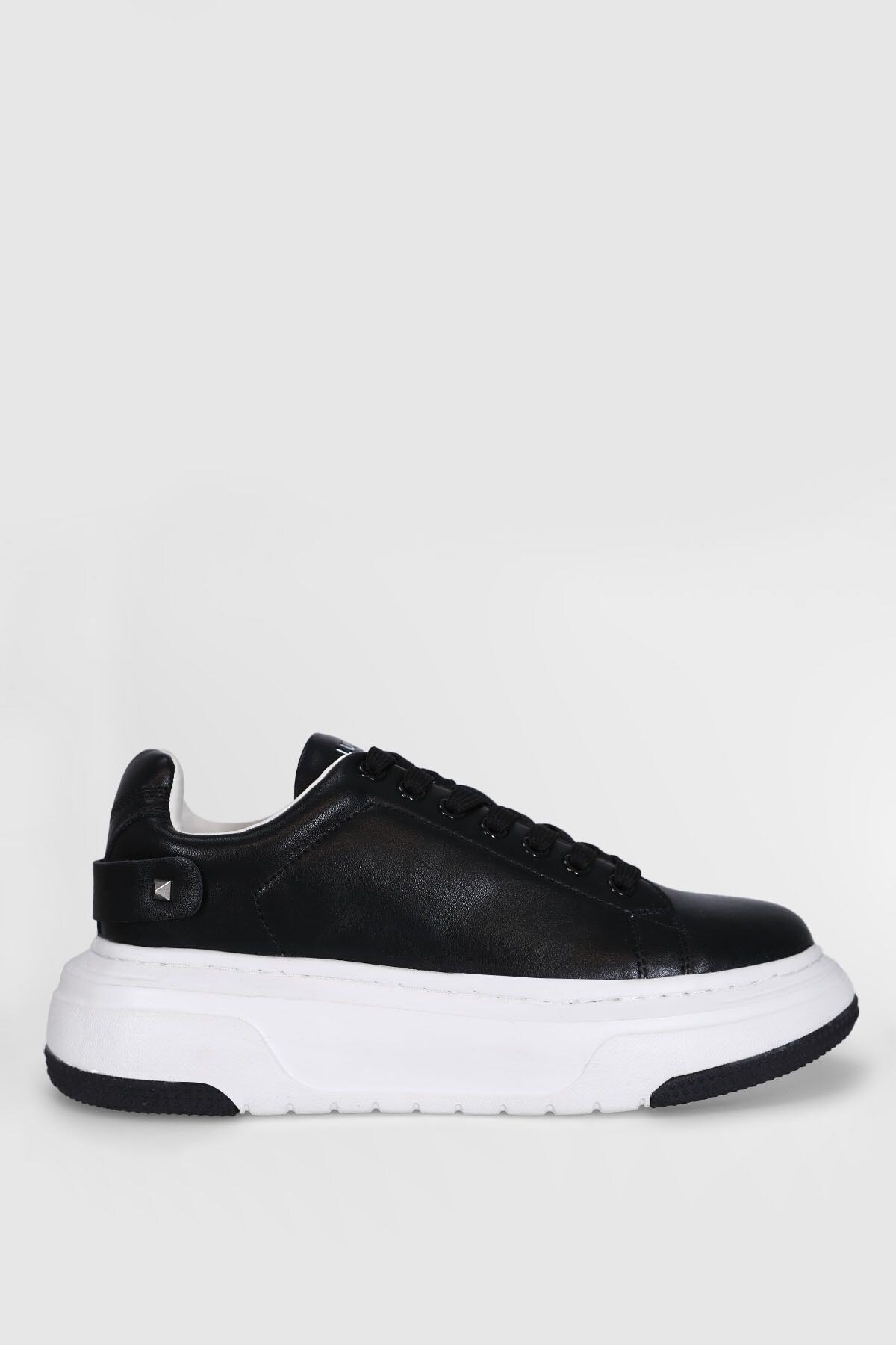 Yüksek Taban Bağcıklı Kadın Sneaker Ayakkabı Siyah