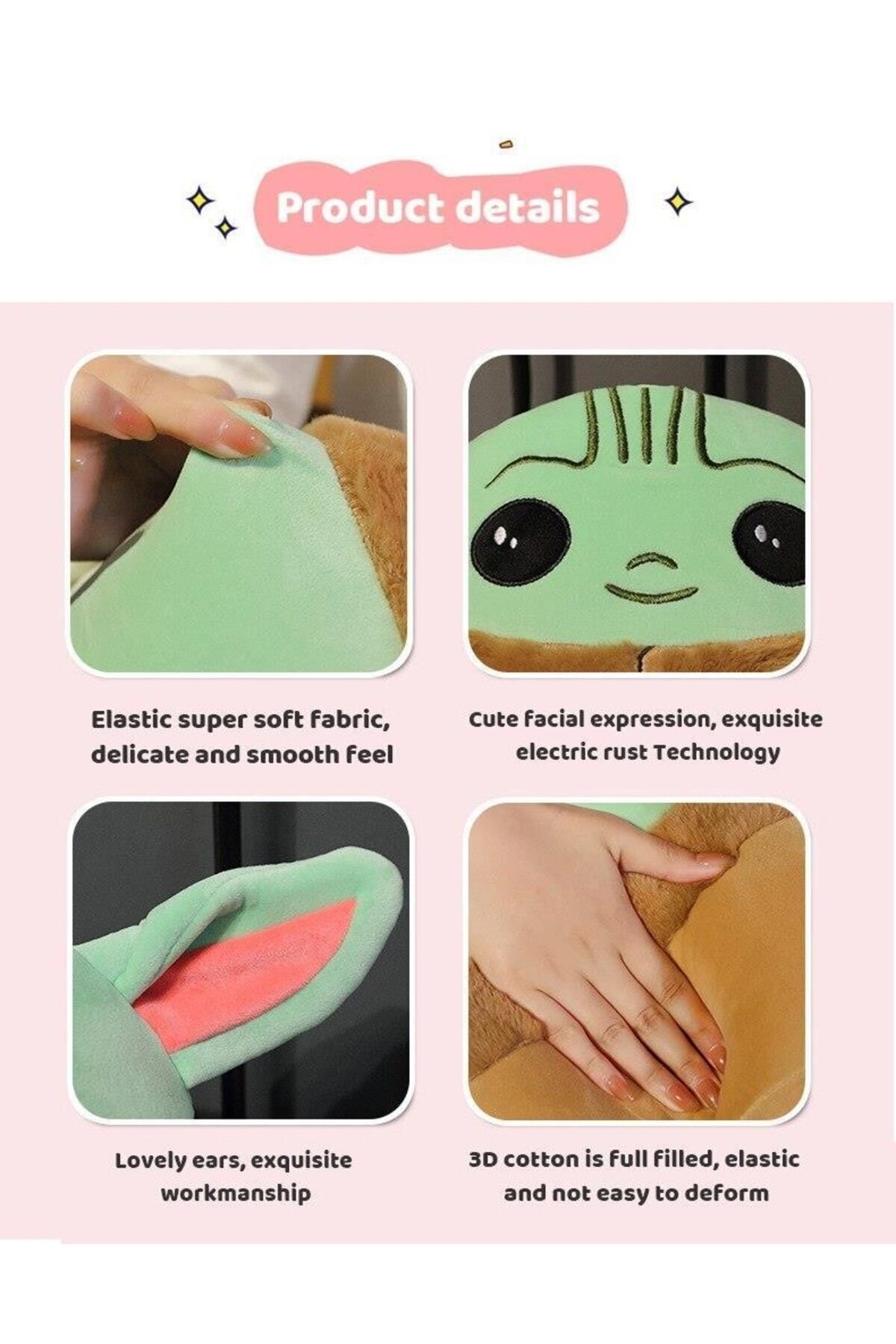 e-life shop-Imported Product Furry Fabric Baby Yoda Star Wars Mandalorian Baby Yoda Figure Plush Toy 20 Cm 7