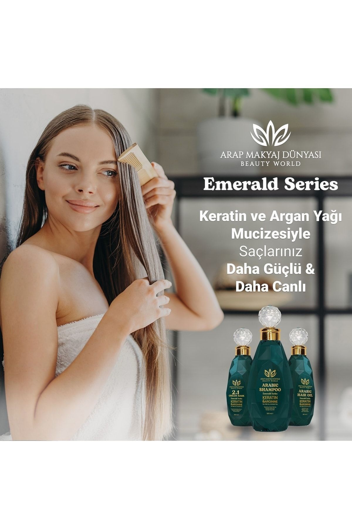 3'lü Set Arap Yağı 250ml & Şampuanı 500ml & Saç Maskesi Ve Kremi 250ml — Emerald3RBA — تصویر 4 از 8