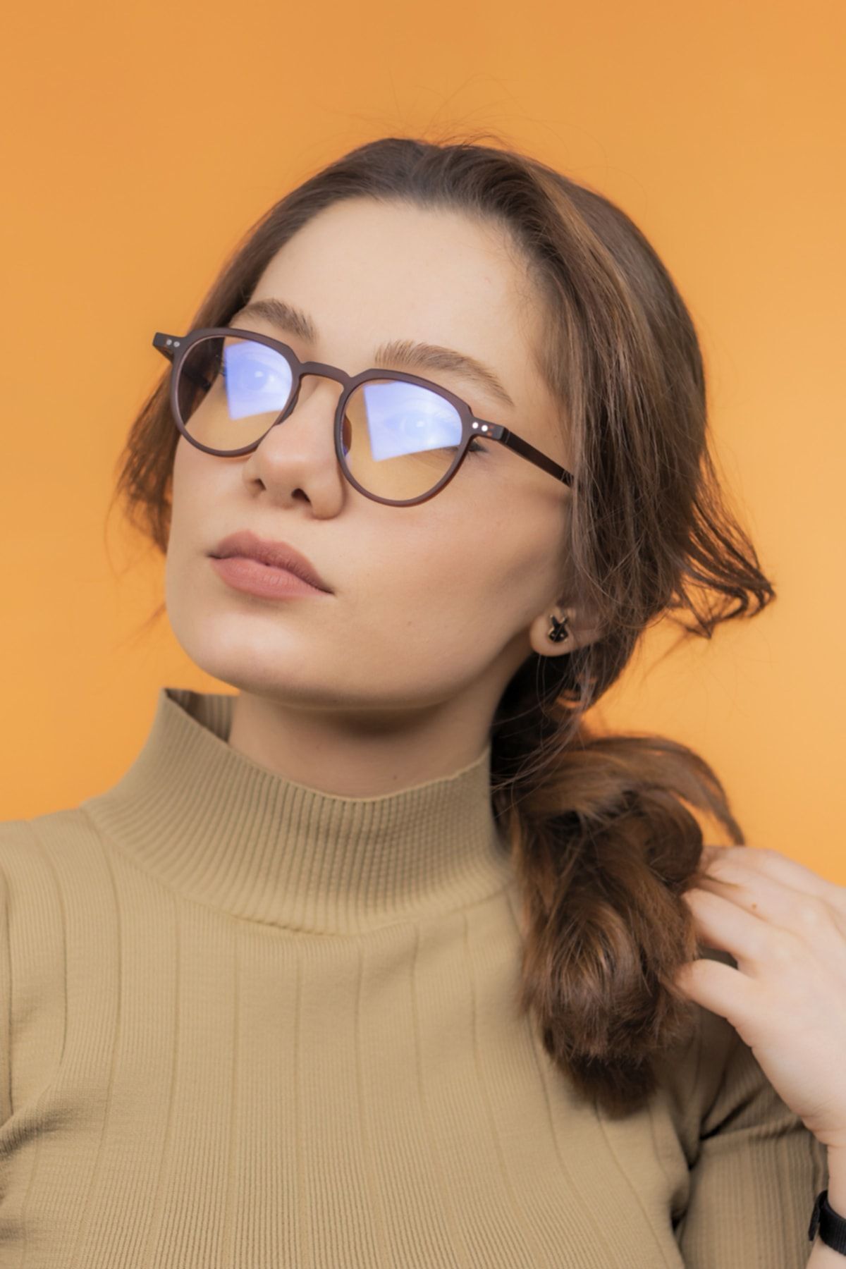 LUNOX-Lucia Matte Brown Unisex Computer Screen Glasses 2