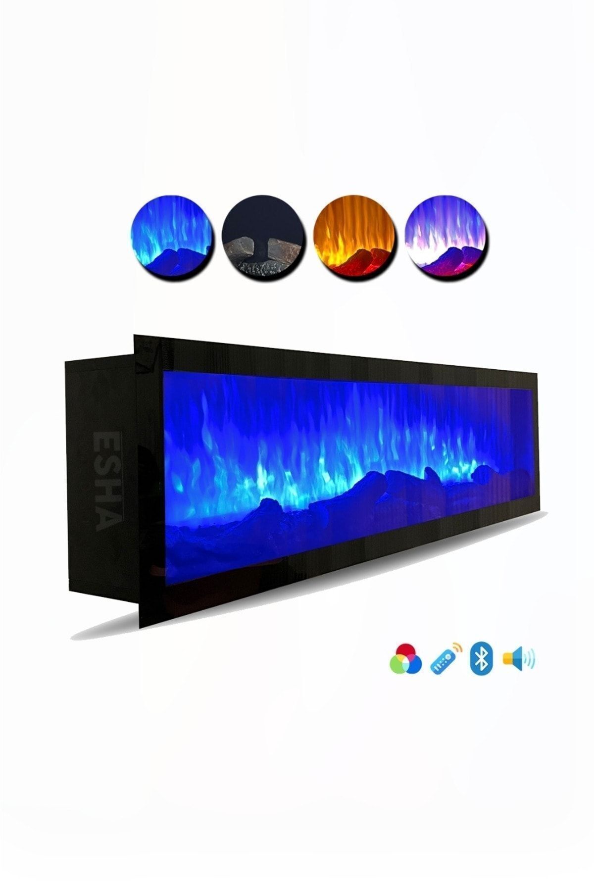 Elektrikli Dekoratif Yapay Şömine Bluetooht Sabit Çıtırtı 120x 25 X18 Cm 4