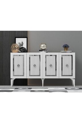 cantek dizayn 150 Cm Nora Konsol Beyaz-gümüş