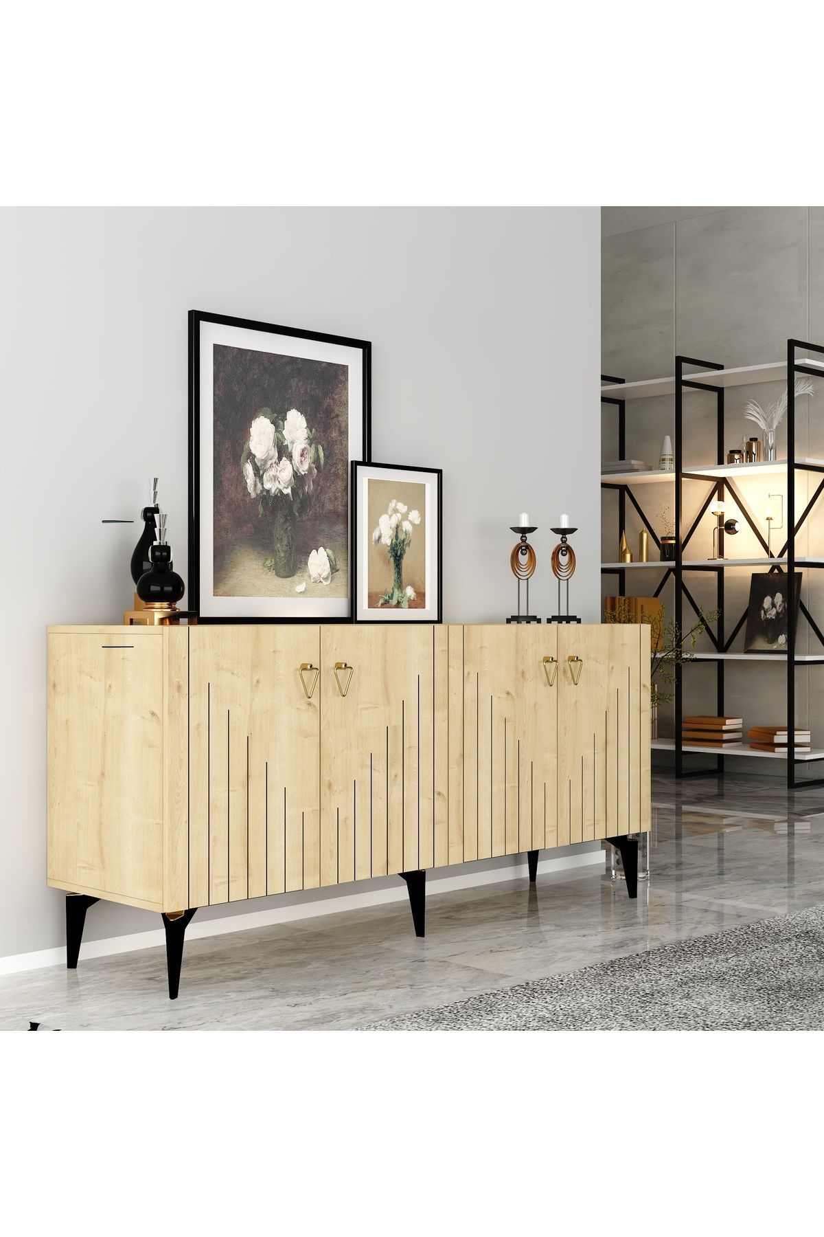 cantek dizayn MEDDA LAZER ÇİZGİLİ KONSOL SAFİRMEŞE-ALTIN