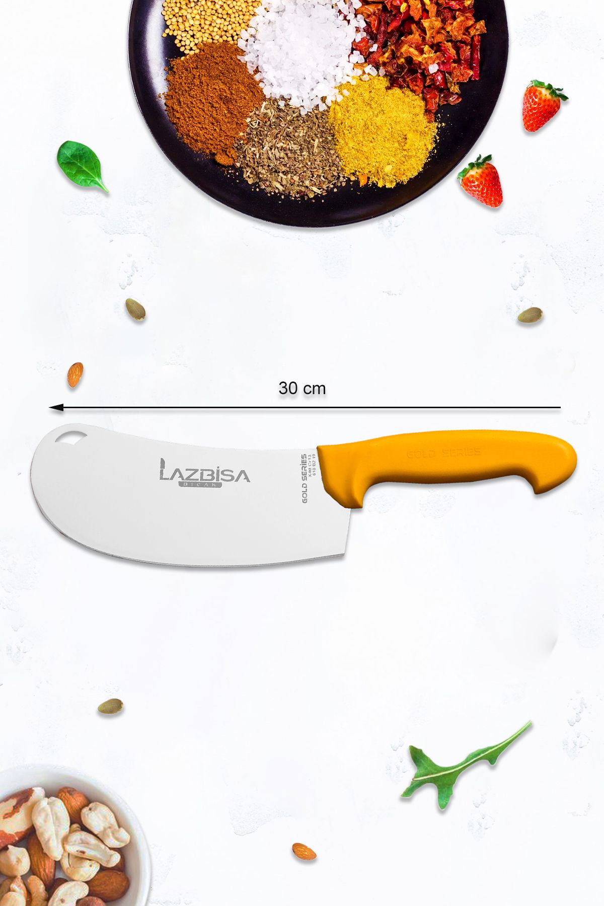 LAZBİSA-Gold Series Kitchen Knife Set - Pastry, Montessev and Wooden Spoon (11 Pieces) 4