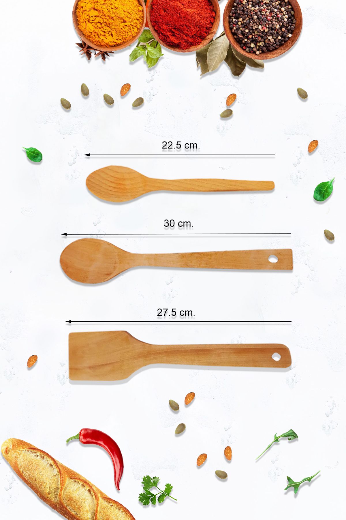 LAZBİSA-Gold Series Kitchen Knife Set - Pastry, Montessev and Wooden Spoon (11 Pieces) 3