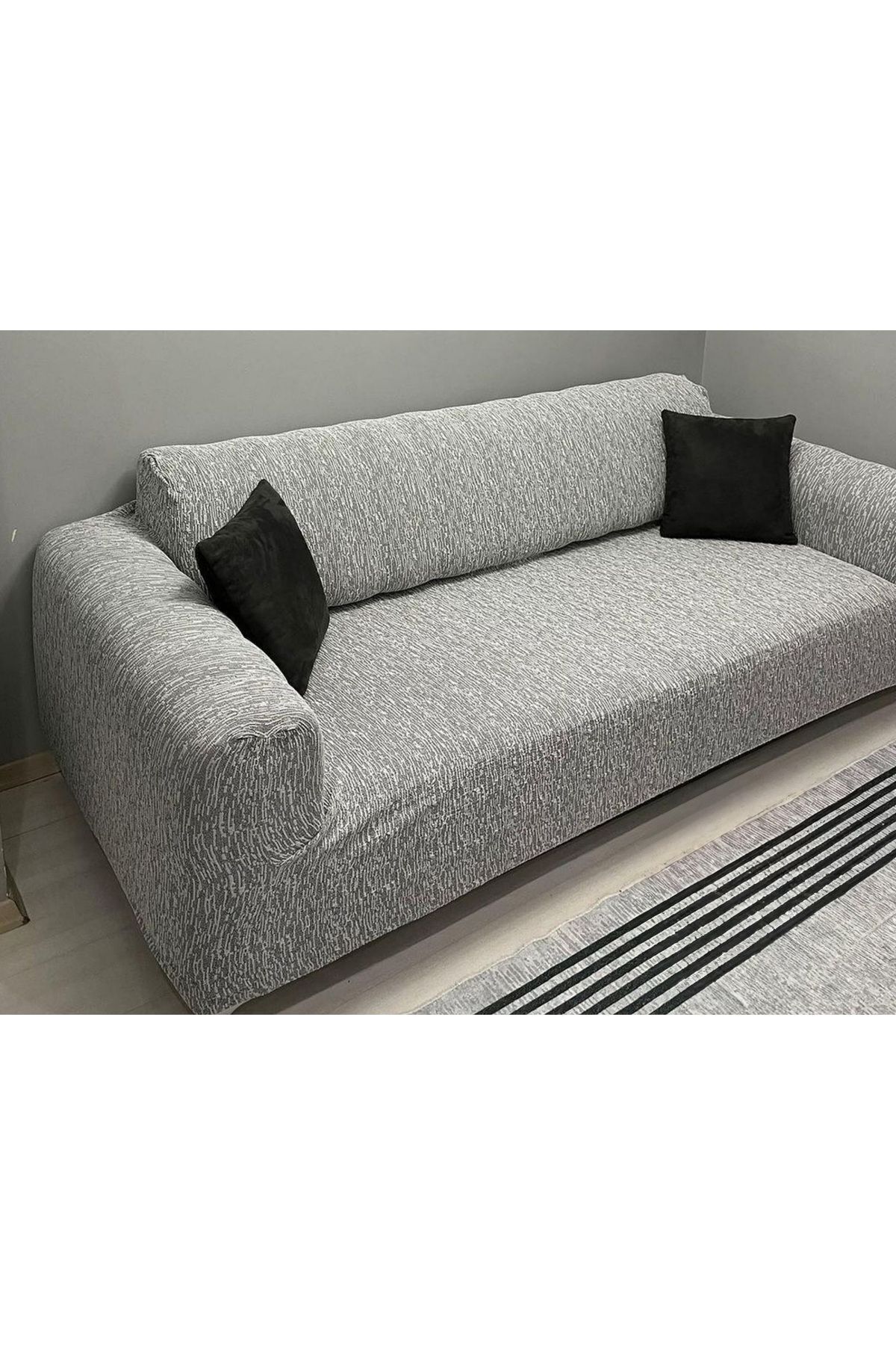 روکش مبل خاکستری ژاكارد الگوی مستقیم 3 1 تایر مجموعه Sedar Cove BTF HOME