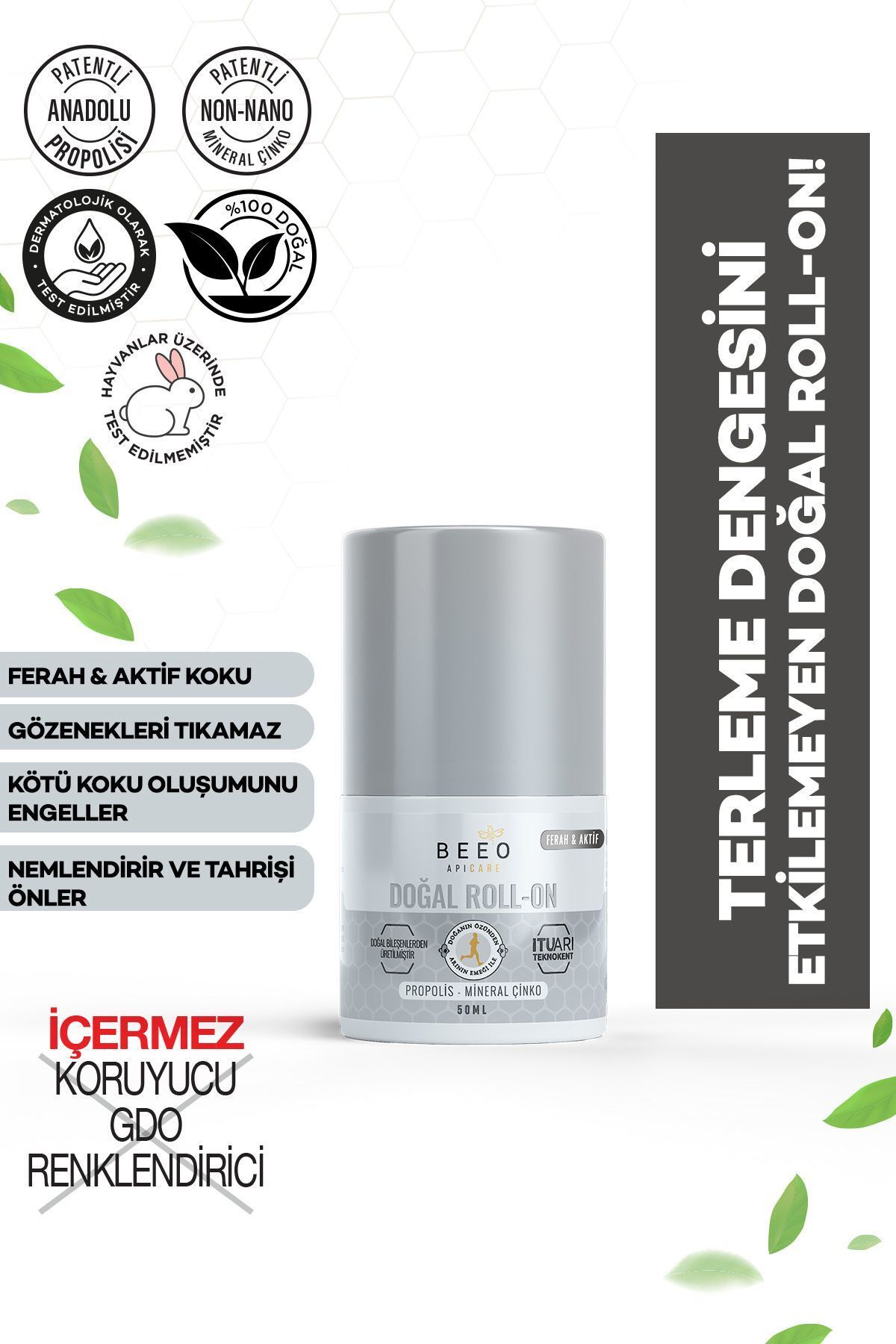BEE'O Propolis Pudrasız Erkek Roll-on Deodorant 50 ml