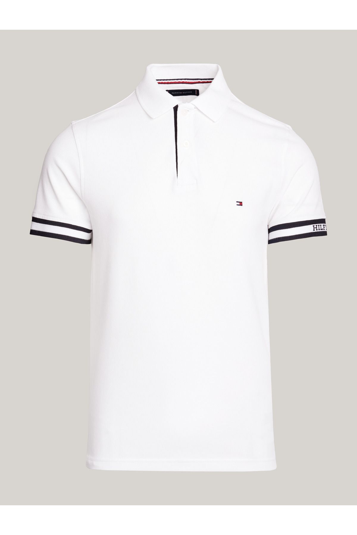 تی شرت یقه پولو سفید مردانه یکنواختی یکنواخت slim fit چوگان Tommy Hilfiger