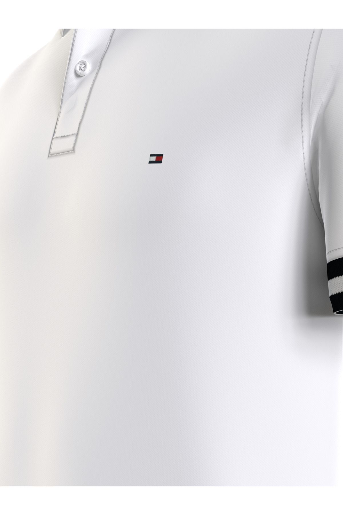 تی شرت یقه پولو سفید مردانه یکنواختی یکنواخت slim fit چوگان Tommy Hilfiger