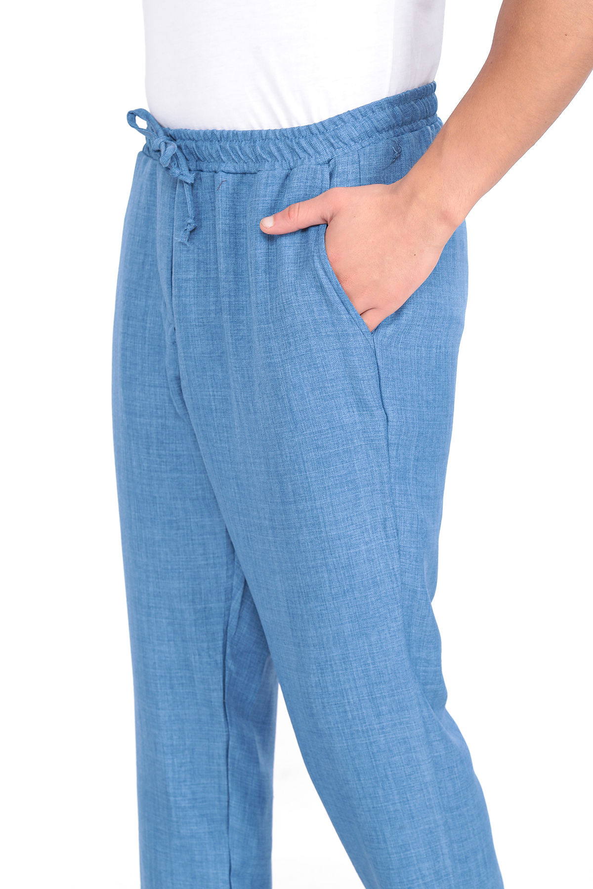 Men's High Waist Thin Summer Lace-up Loose Casual Cotton Slouchy
