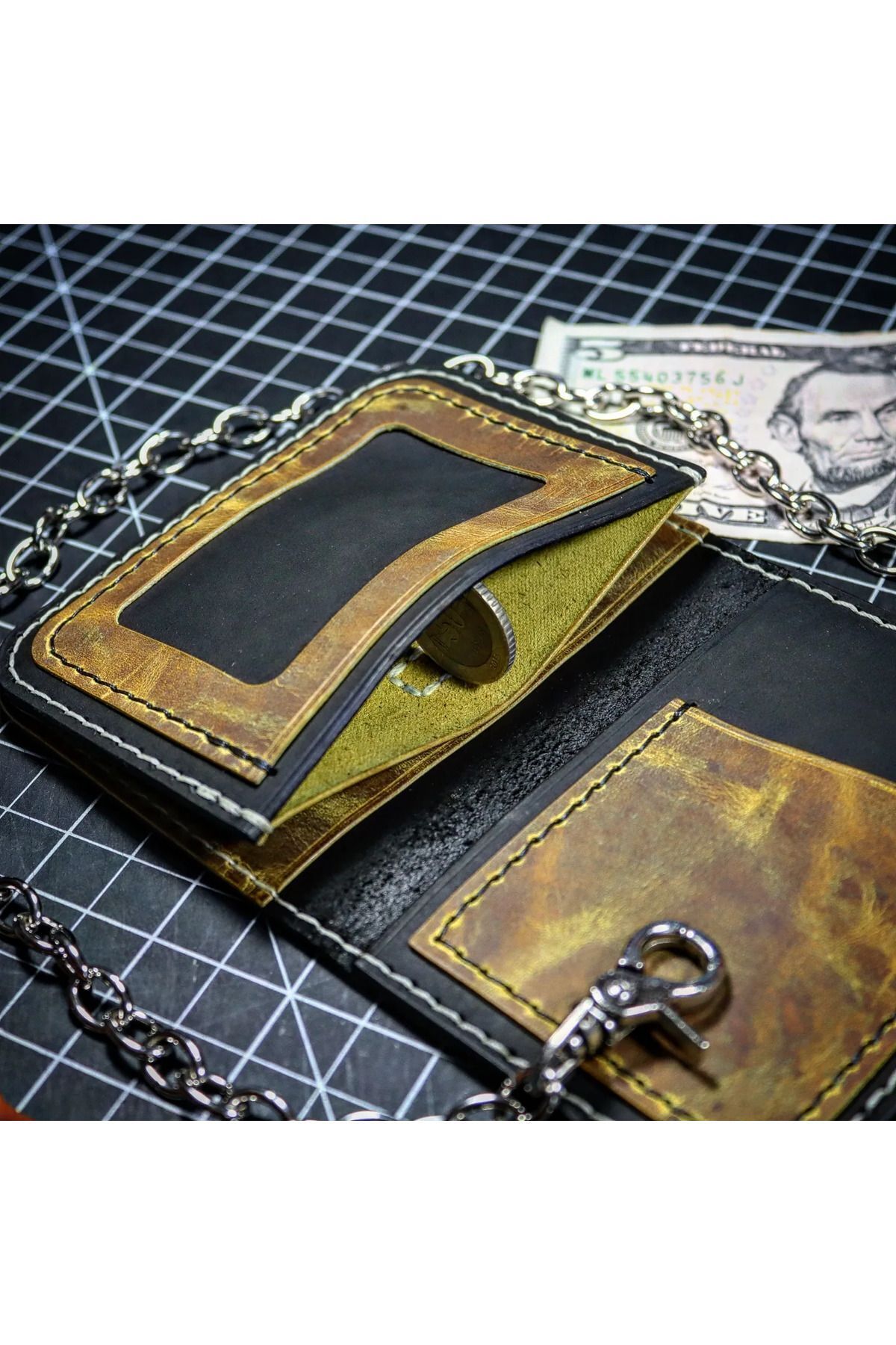 Derici Amca Biker Chain Wallet Genuine Calf Leather Custom Made Trendyol