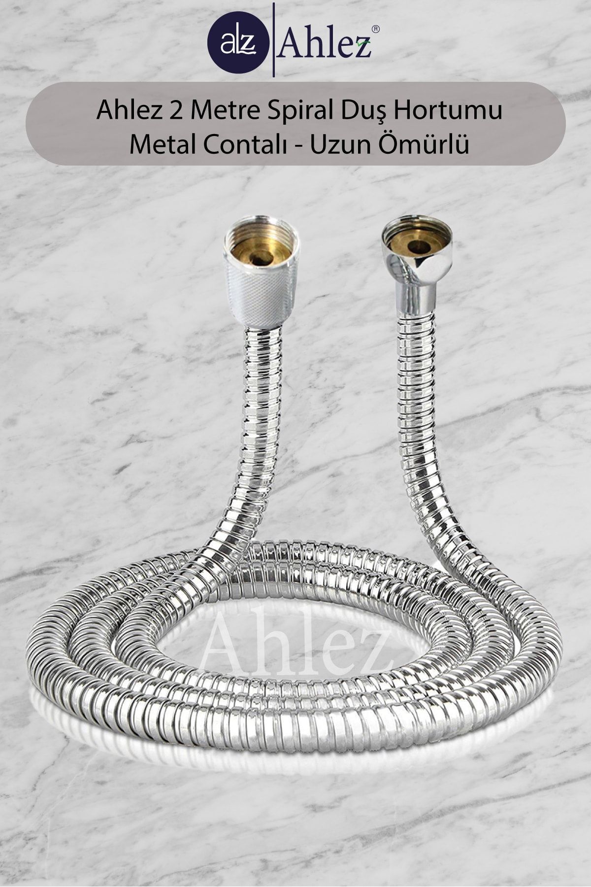 Ahlez Banyo Spiral Duş Hortumu 2 Metre Kenetli Duş Hortum Zinciri