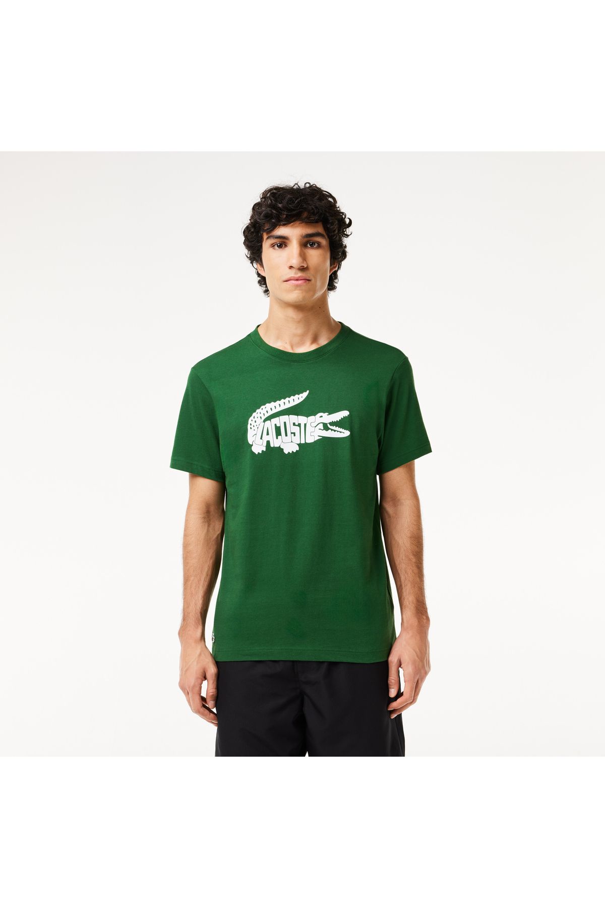 Lacoste Sport Erkek Regular Fit Bisiklet Yaka Bask l Ye il T shirt Erkek Giyim