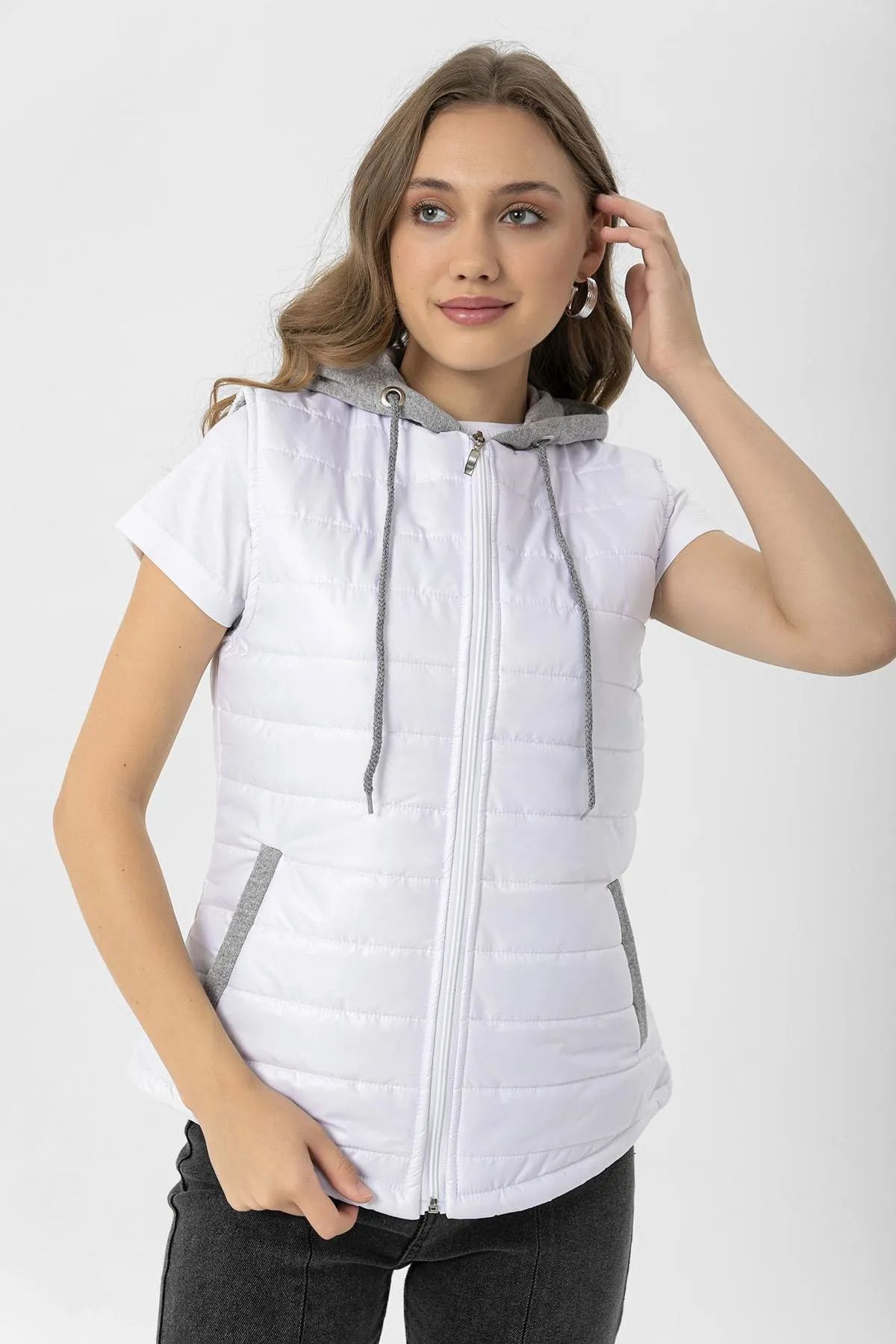 citycenterfashion-سترة منتفخة بغطاء للرأس من القطن الممشط للنساء cty-şim- 245012 3
