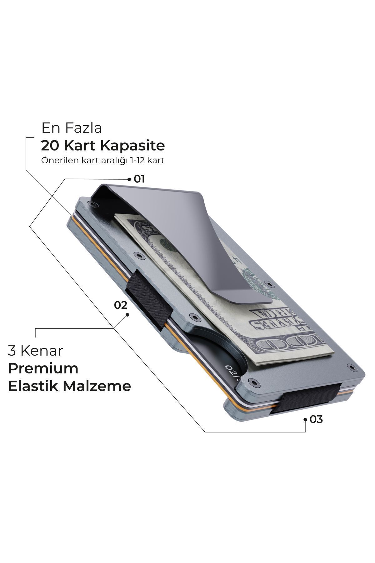 کیف پول و کارت‌بانک فلزی Cardx مدل Burano Clips – رنگ خاکستری، طراحی مینیمال، RFID محافظ، مناسب خانم‌ها و آقایان Louise Motto