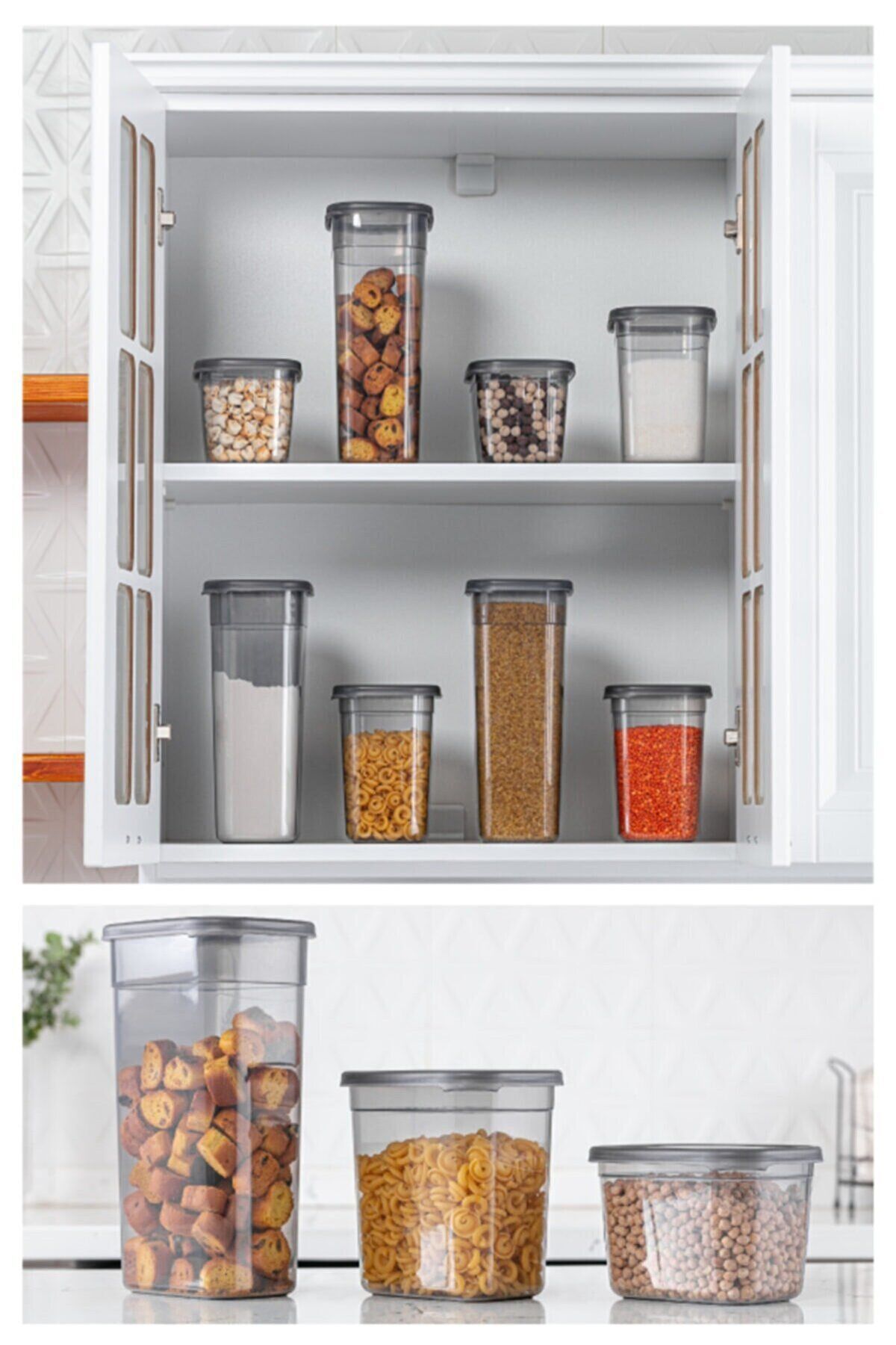 Kitchen Life-Set of 12 Mega Size Labeled Rectangular Food Storage Container 3200ml Tea Candy Storage Container 3.2 Liters 5