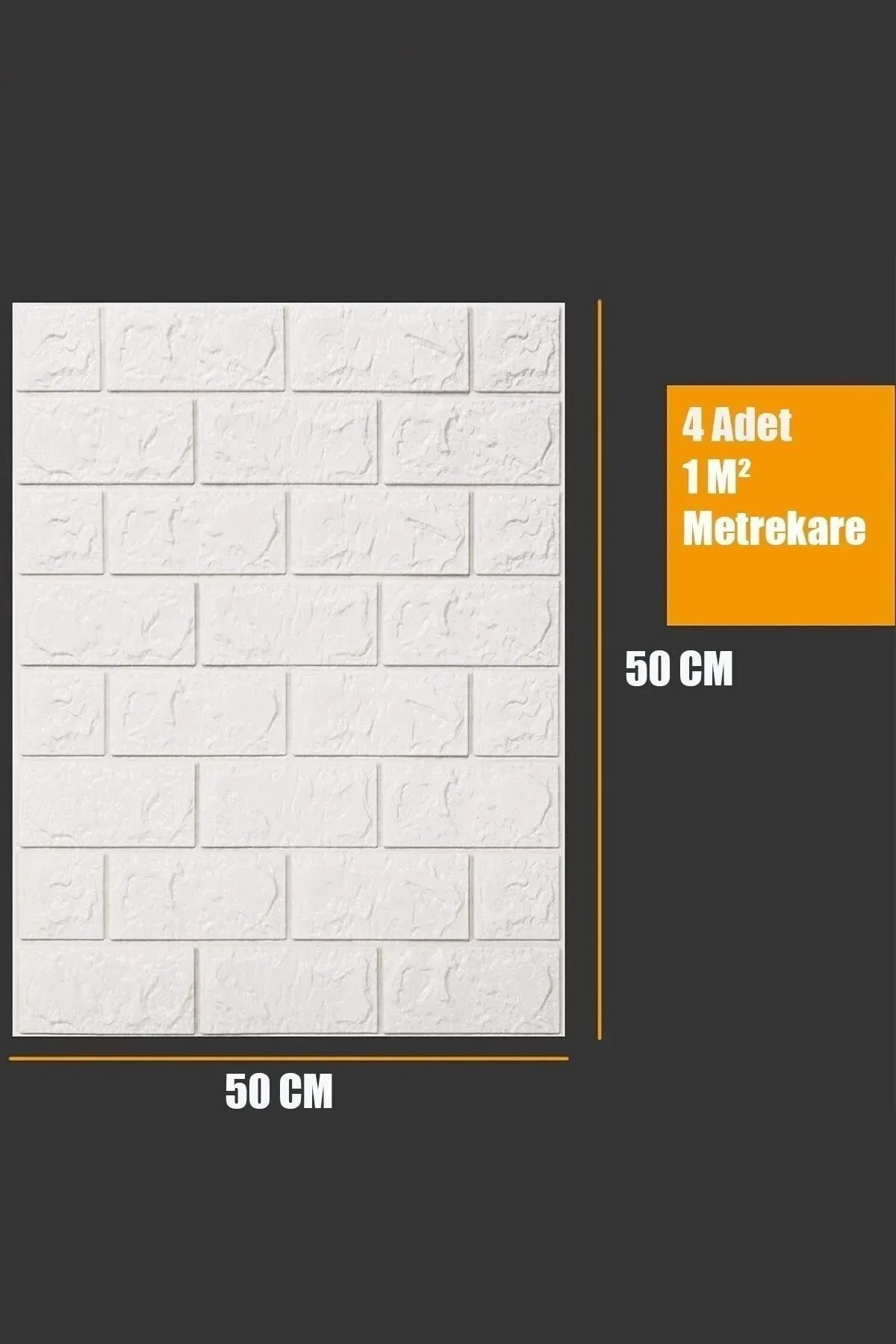 50x50 Cm 0,27 M2 Beyaz Kendinden Yapışkanlı Duvar Kağıdı Esnek Köpük Panel 3d Tuğla Desen