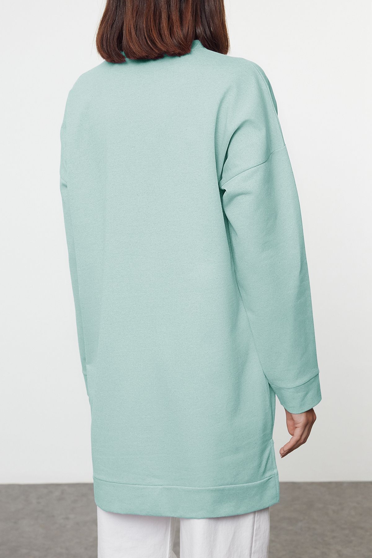 Edit by Trendyol-Bluza Oversize Mint - Stone Detailed, Tedaw25Tw00000 4