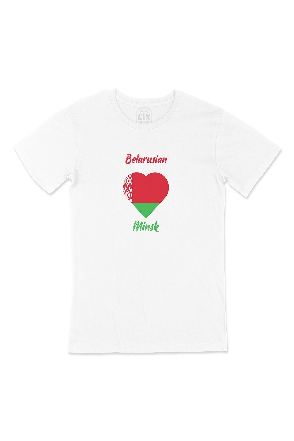 Cix-Minsk Belarus Flag Heart T-Shirt 1