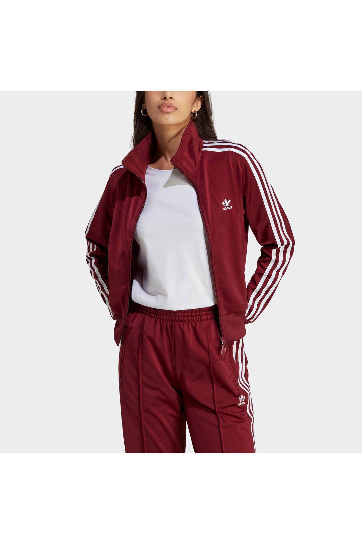 Burgundy adidas sweatsuit top