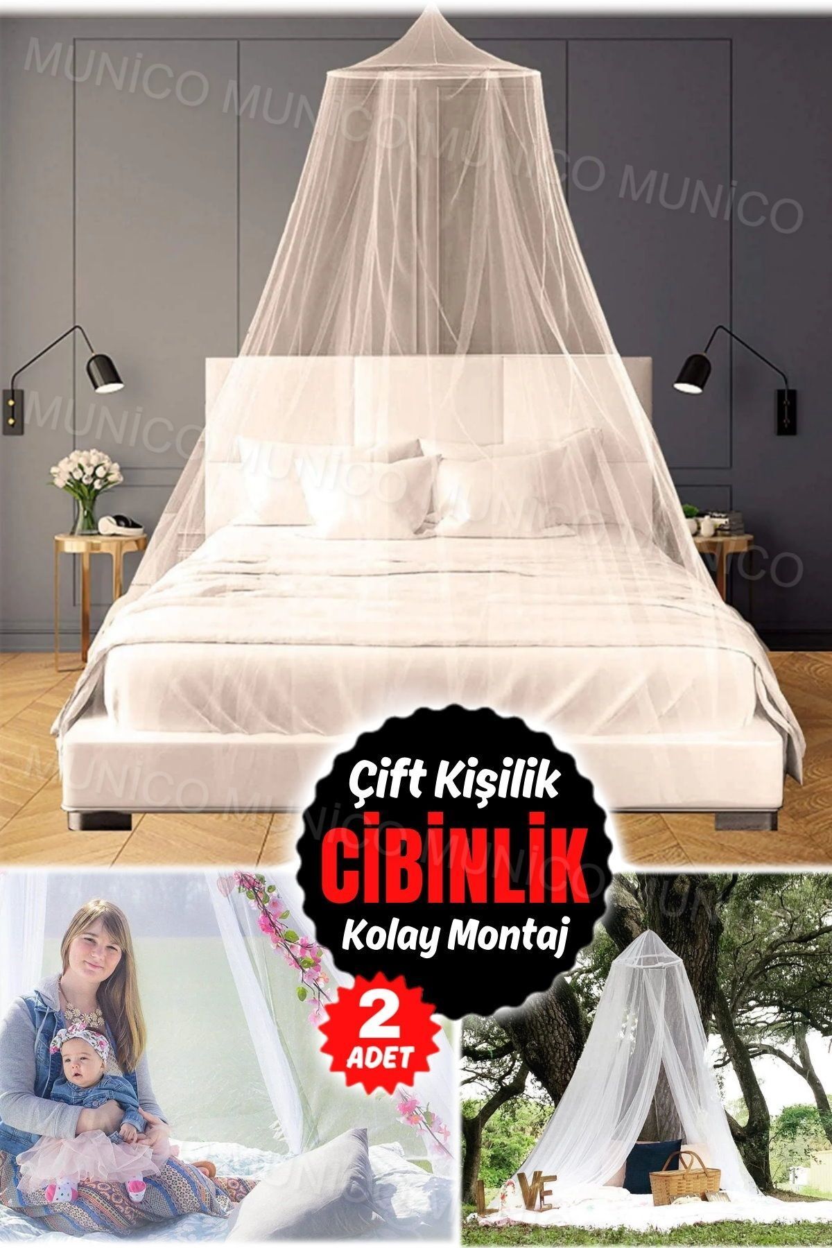 Genel Markalar 2 Adet Göz Kamaştırıcı Yatak Dekoru - Pratik Cibinlik Kaliteli Polyester Cibinlik Yatak Odanızı