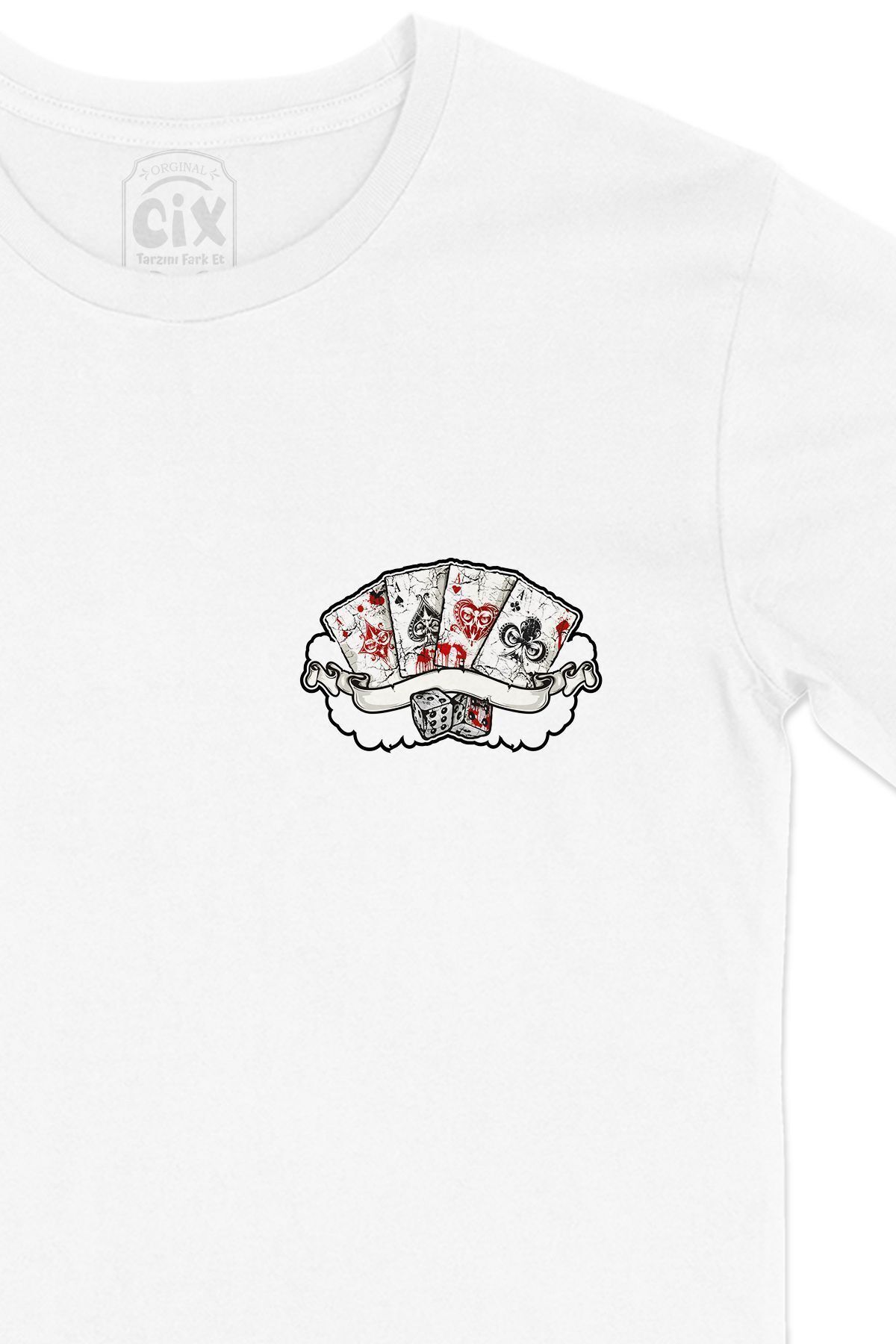 Cix-Square Ace Gambler White T-Shirt with Pocket Logo Design 2