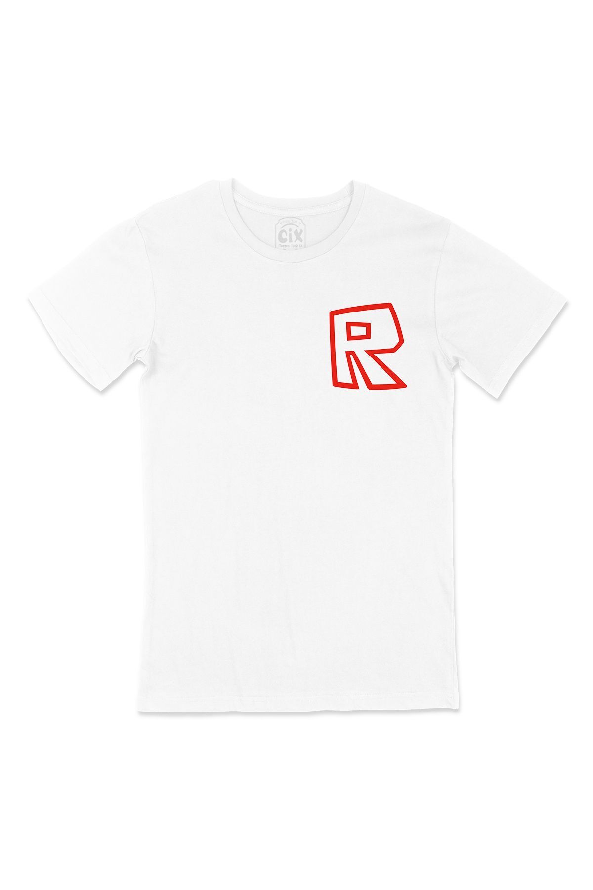 Cix White T-Shirt with Roblox R Pocket Logo Design- Trendyol
