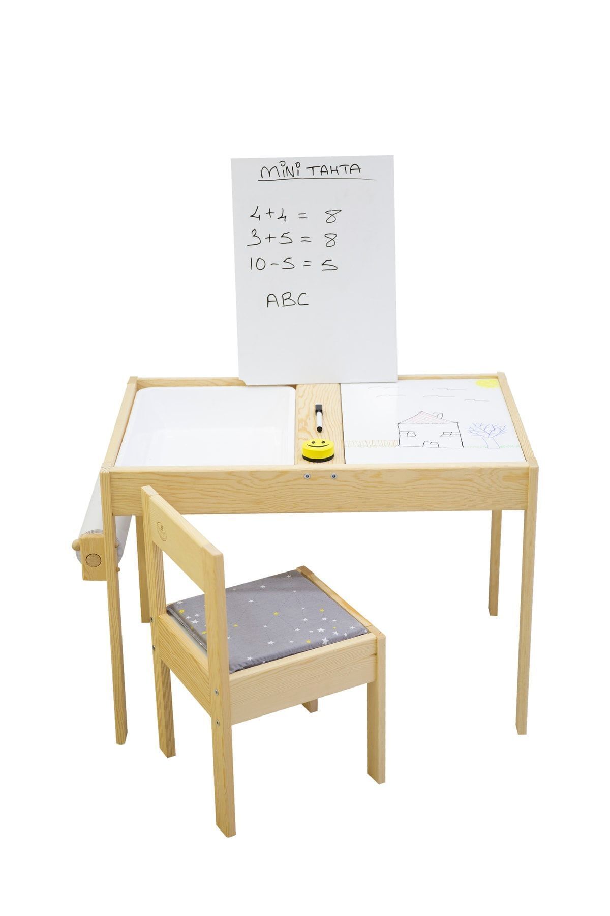 میز حسی چوبی تابستانی با سطح قابل پاک شدن و یک صندلی