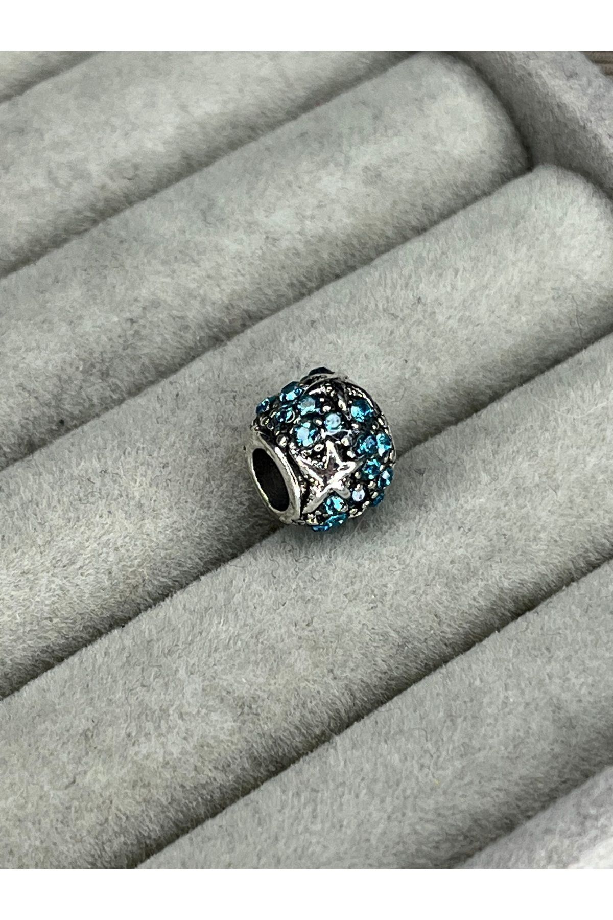 asaf Mavi taşlı yıldızlı charm | gümüş kaplama