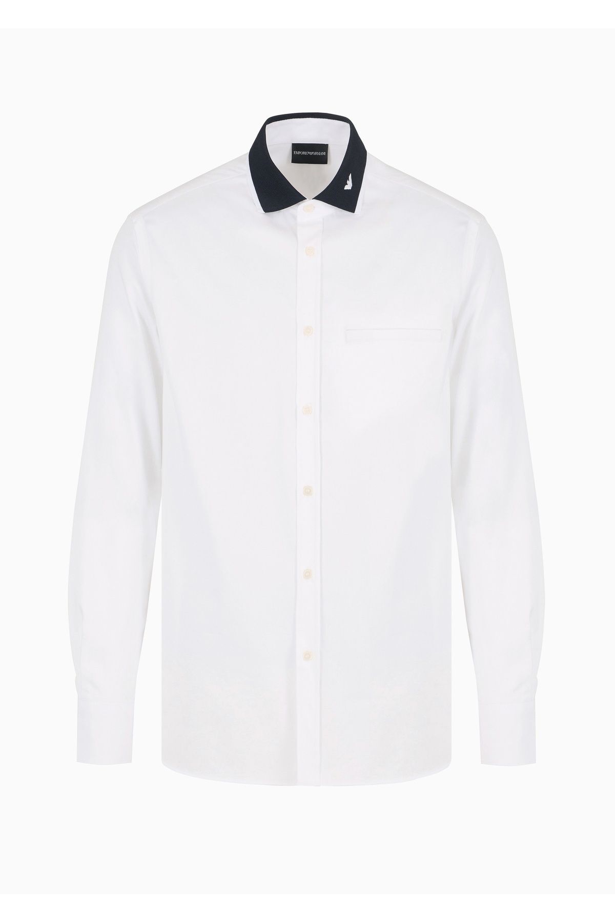 Emporio Armani-قميص أبيض - شعار العلامة التجارية للرجال، أزرار، ياقة القميص، كم طويل 6D1CM1 1K6DZ-0101 4