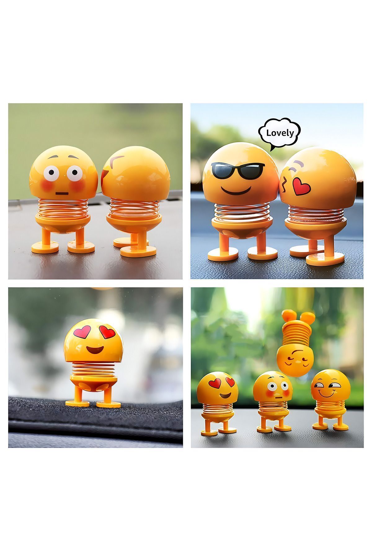 smile♡ e-life shop Emoji Smile Zıp Zıp Kafalar Mini Gülen Yüzler Araç