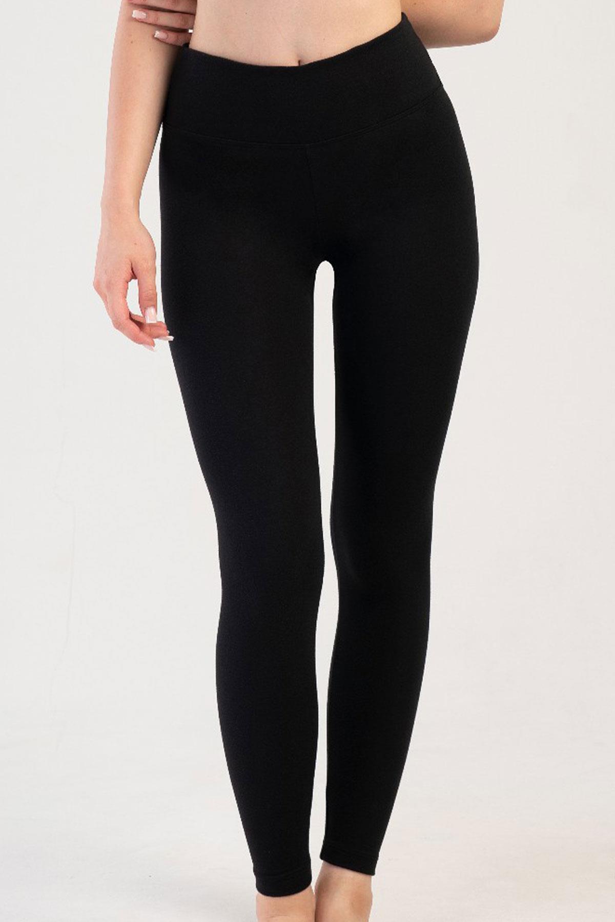 Women's Double Stone Embroidered Raised Thin Soft Fabric Black Thermal Bottom C1T5N1O504