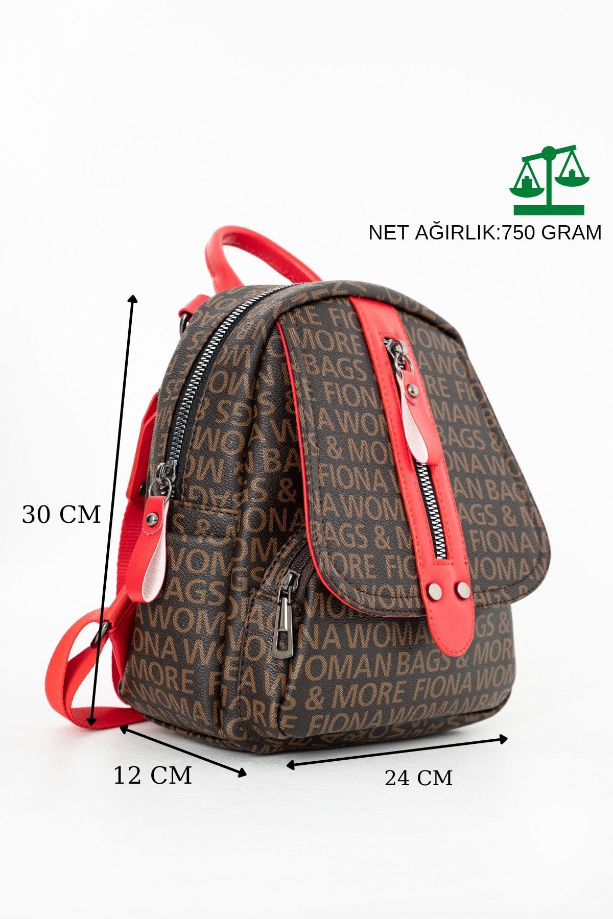 FiONA BAG Kadın Kahve Kırmızı Sırt Ve Omuz Çantası Taşıması Kolay Ve Çok Kullanışlı fotoğrafı 4 (önizleme)