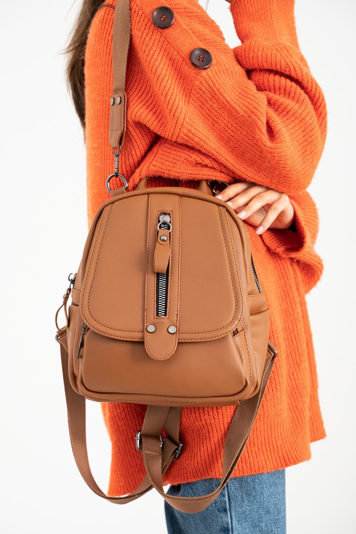 FiONA BAG Kadın Taba Sırt Ve Omuz Çantası Taşıması Kolay Ve Çok Kullanışlı fotoğrafı 3 (önizleme)