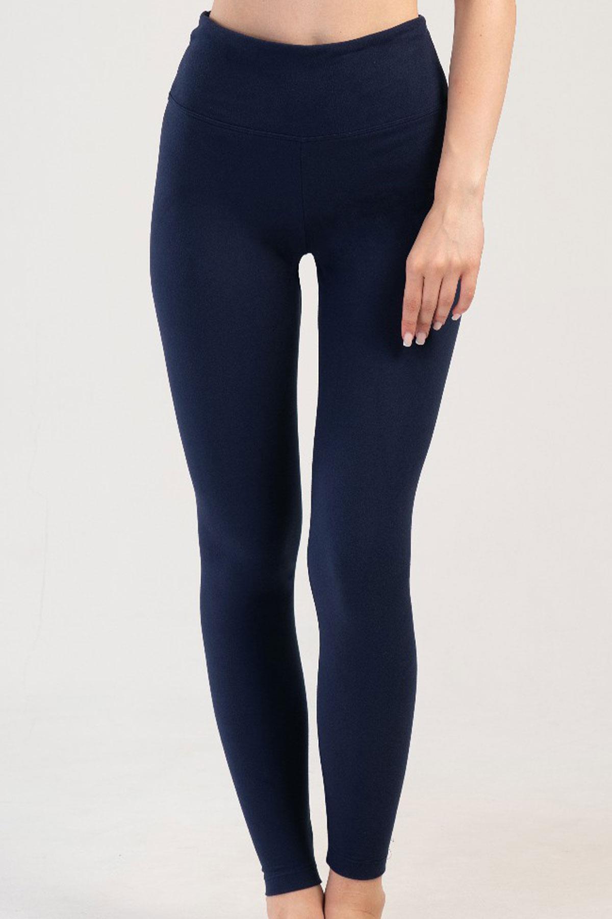 Women's Double Stone Embroidered Raised Thin Soft Fabric Navy Blue Thermal Bottom C1T5N1O504