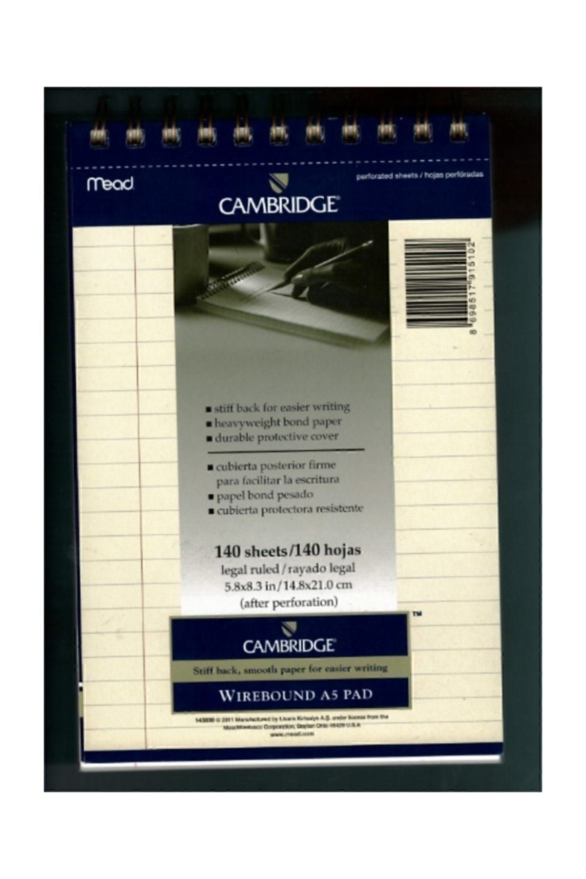 Mead-Cambridge Notepad Ivory A5 70 Sheets Checked 1