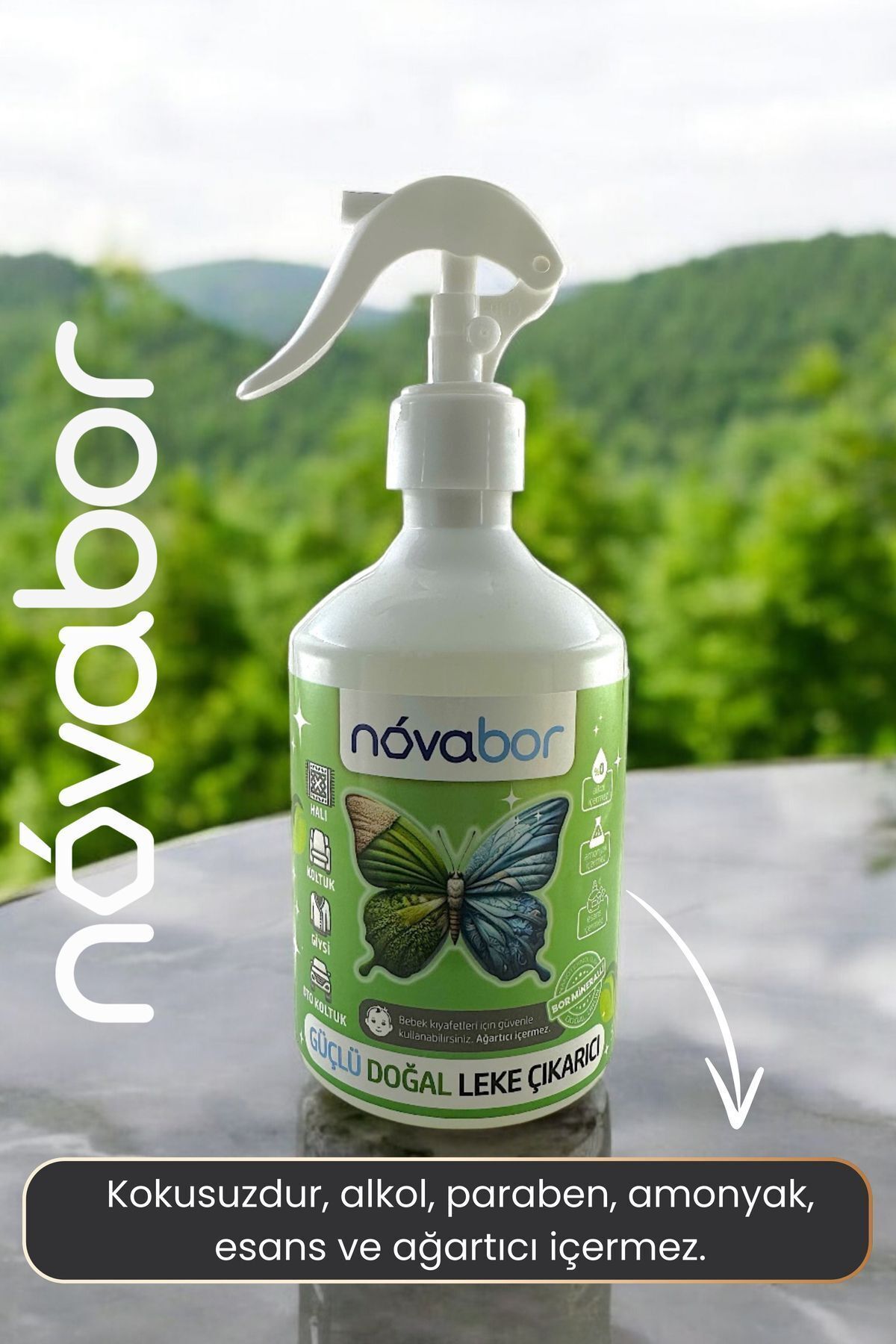 Novabor Özel Formüllü Doğal Leke Çıkarıcı Sprey - 500 ml