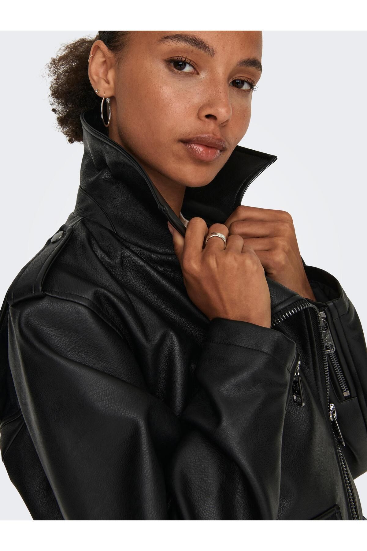 Cropped leather blazer hot sale