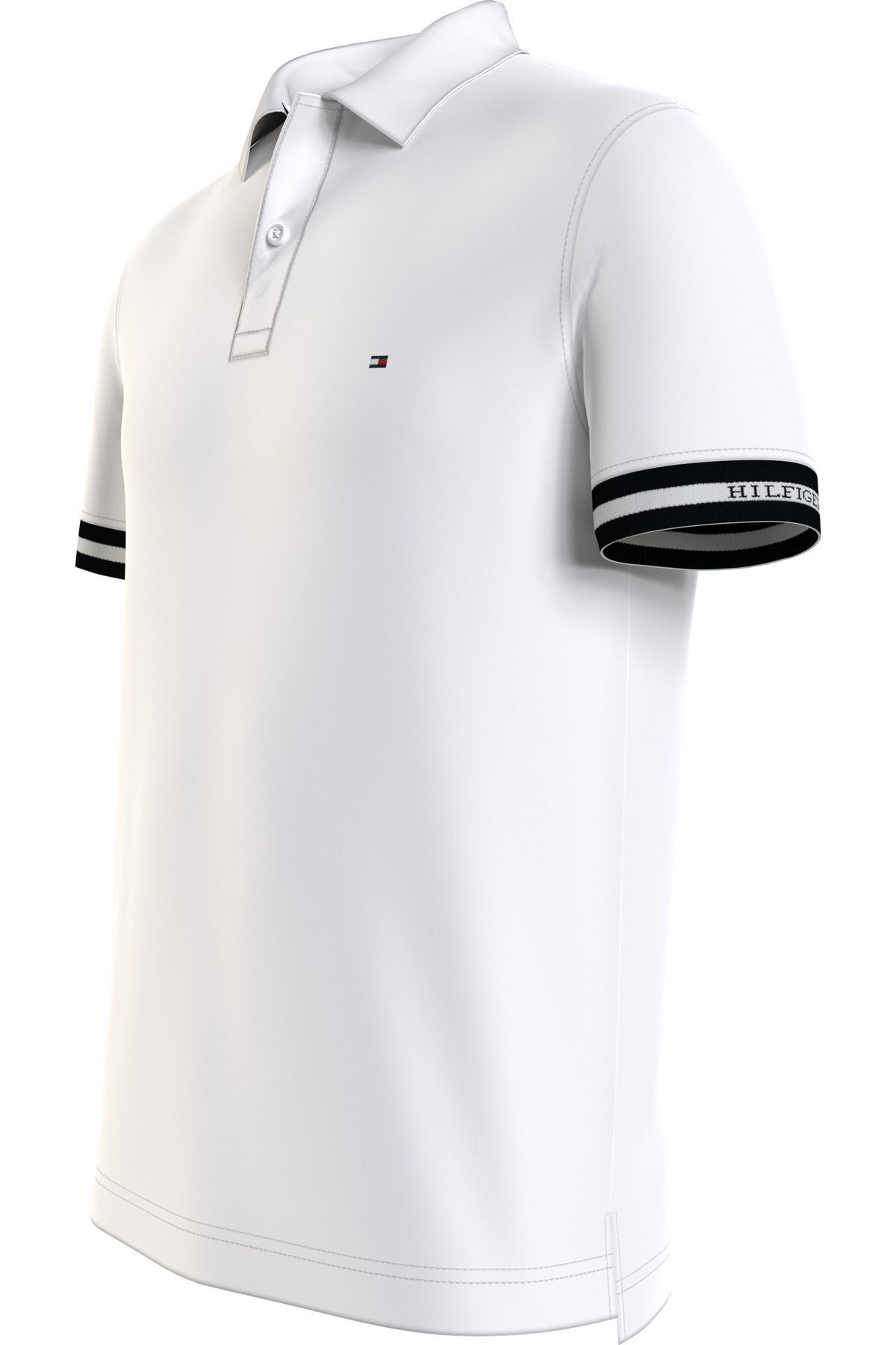 تی شرت یقه پولو سفید مردانه یکنواختی یکنواخت slim fit چوگان Tommy Hilfiger