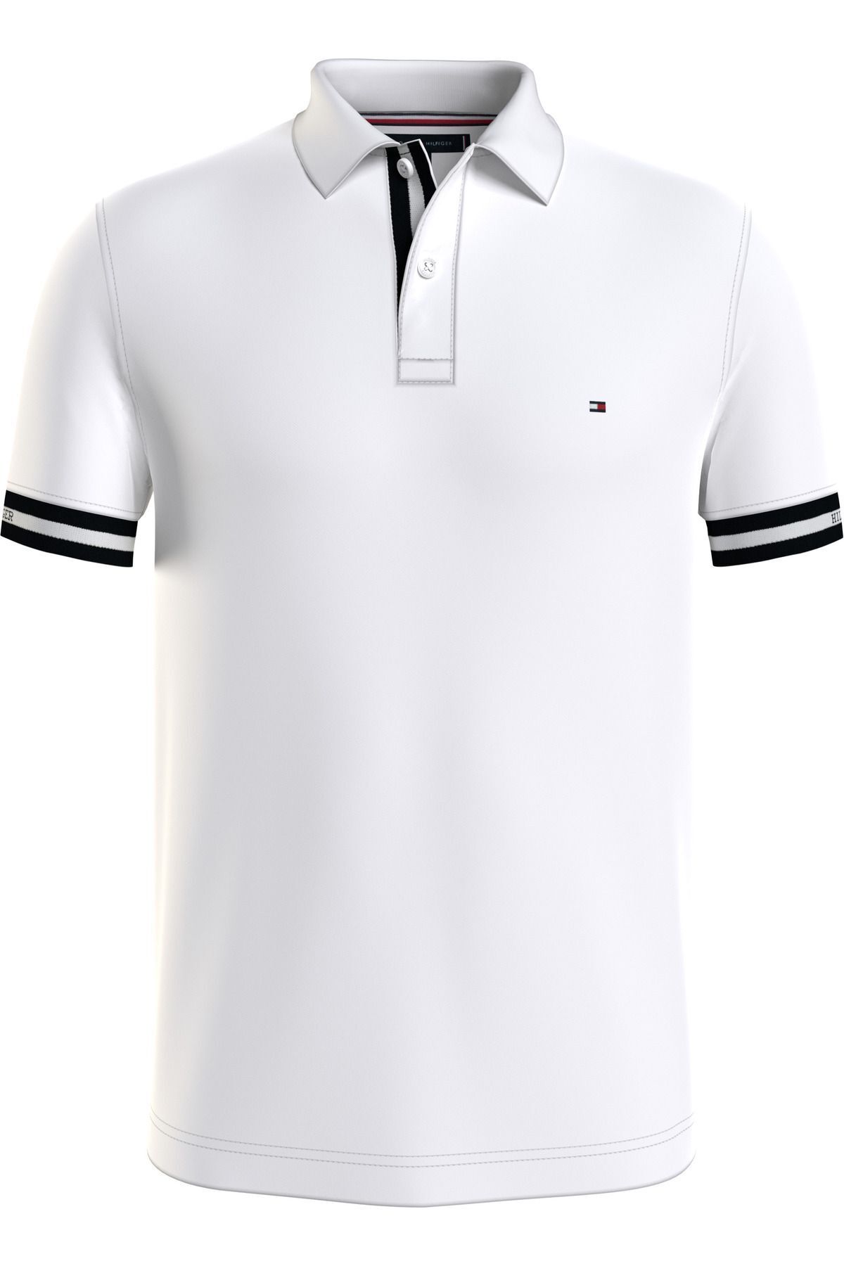 تی شرت یقه پولو سفید مردانه یکنواختی یکنواخت slim fit چوگان Tommy Hilfiger