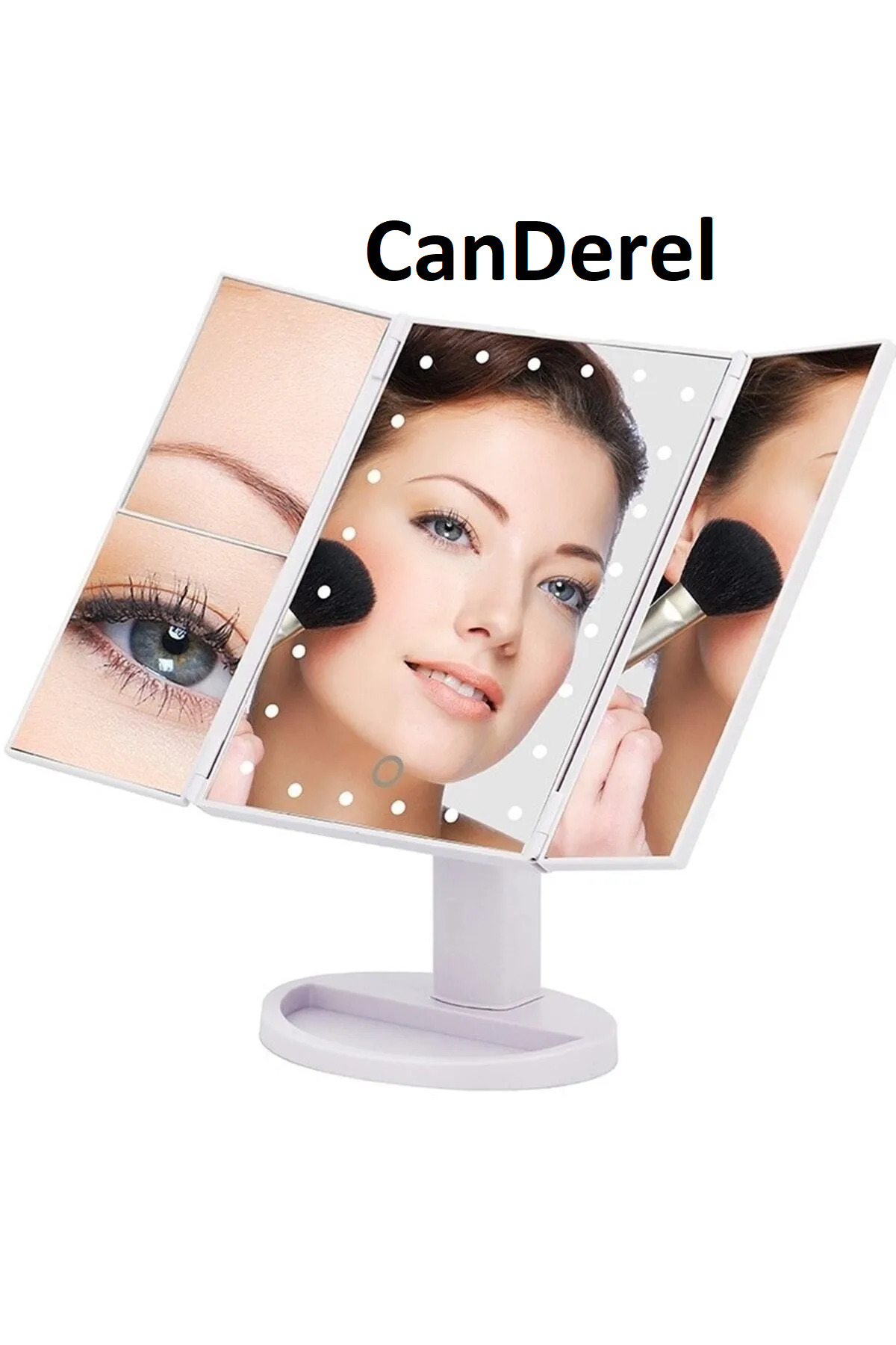 24 Led Illuminated Table Top Professional Vanity Mirror Foldable 1X-2X-3X+10X HD Zoom White