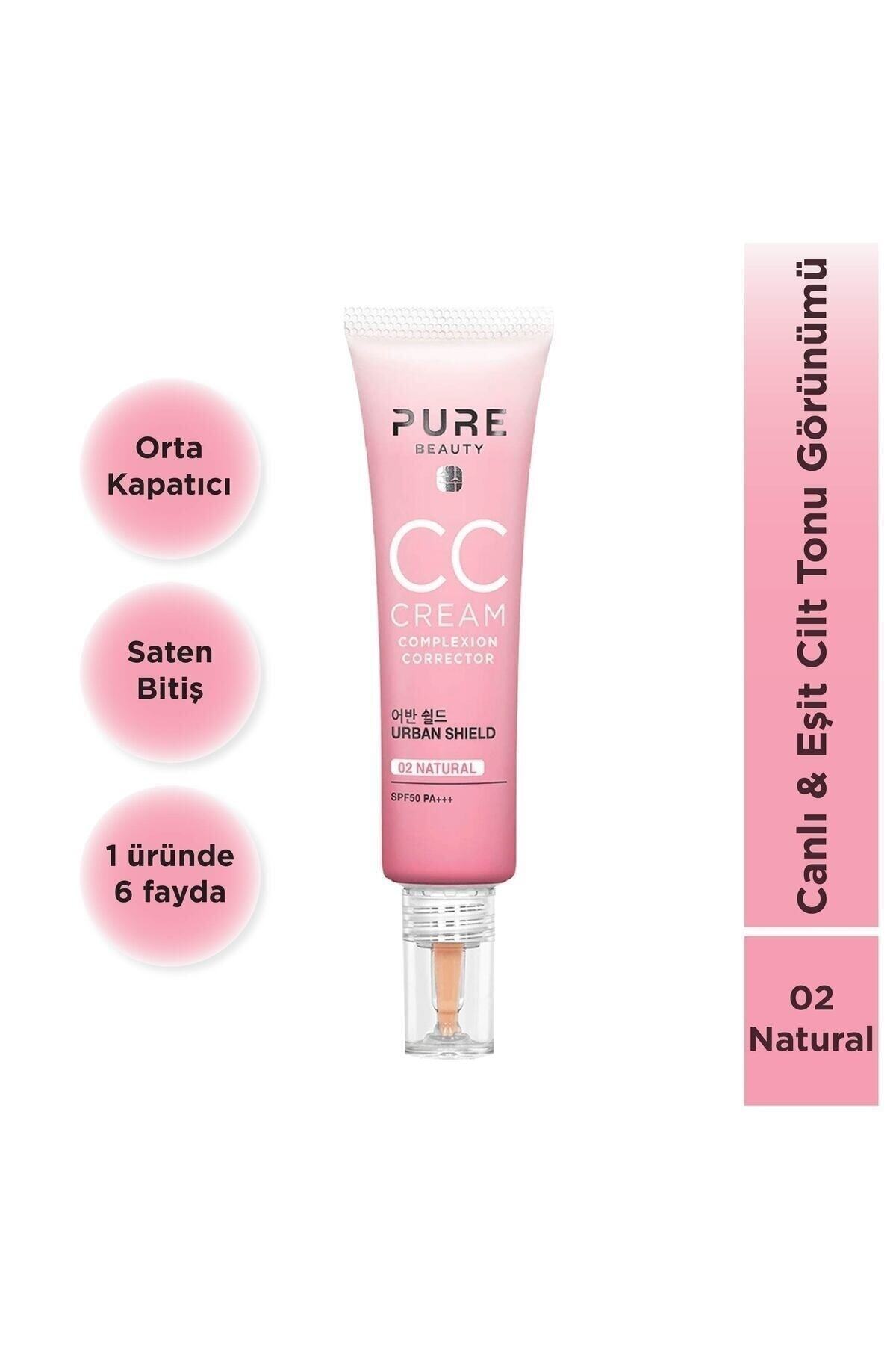PURE BEAUTY Tek Üründe 6 Fayda Sağlayan CC Krem Spf50 Pa+++ Natural 30 ml