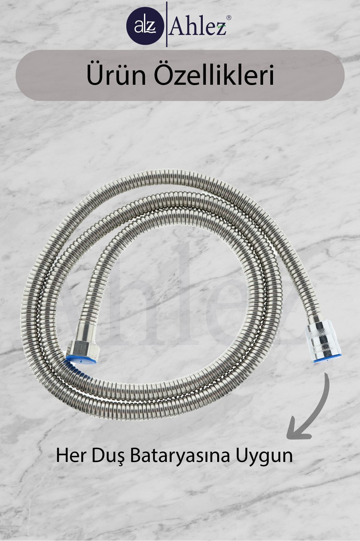Braided Thin Double Clamp Chrome Plated Luxury Look Spiral Shower Hose 150 Cm