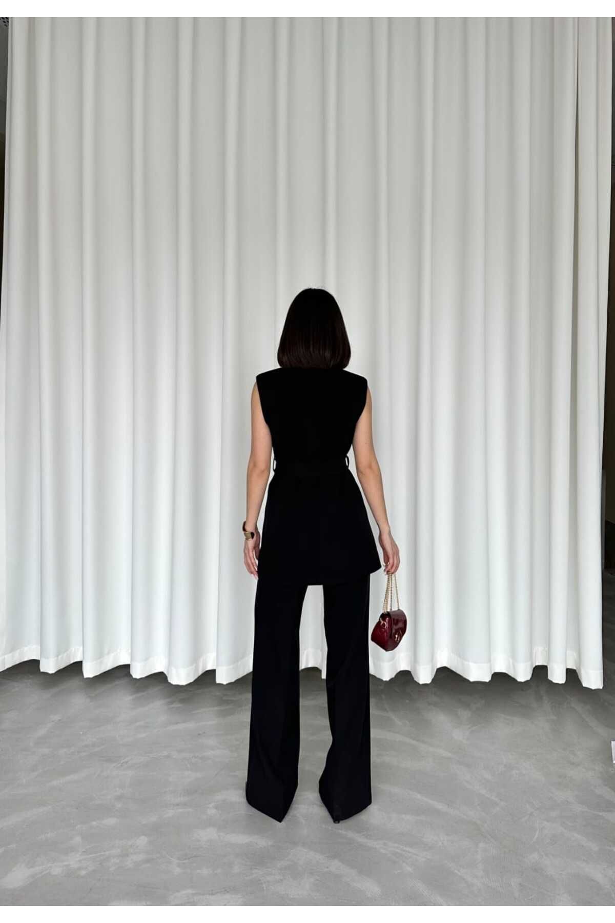 BELTED VEST AND TROUSER SET - Görsel 5