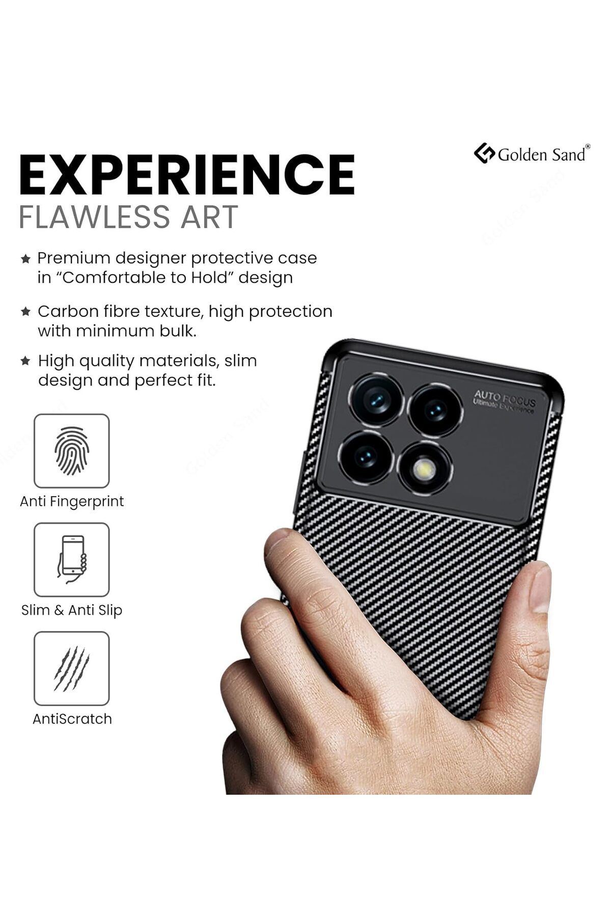 Fibaks-حافظة Poco X6 Pro 5g مع غطاء حماية من ألياف الكربون البارز مع نمط لا يترك لونًا 5