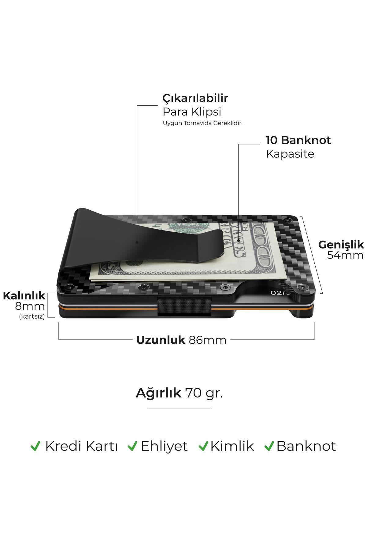 کیف پول و جاکارتی کربن فایبر با محافظ RFID - مدل Cardx Dark Wave Clips (مشکی) Louise Motto
