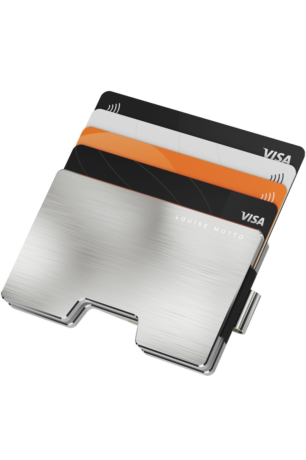 Louise Motto-Cardx - Detroit - New Generation Metal Wallet & Card Holder - Rfid, Removable Clip (SILVER) 5