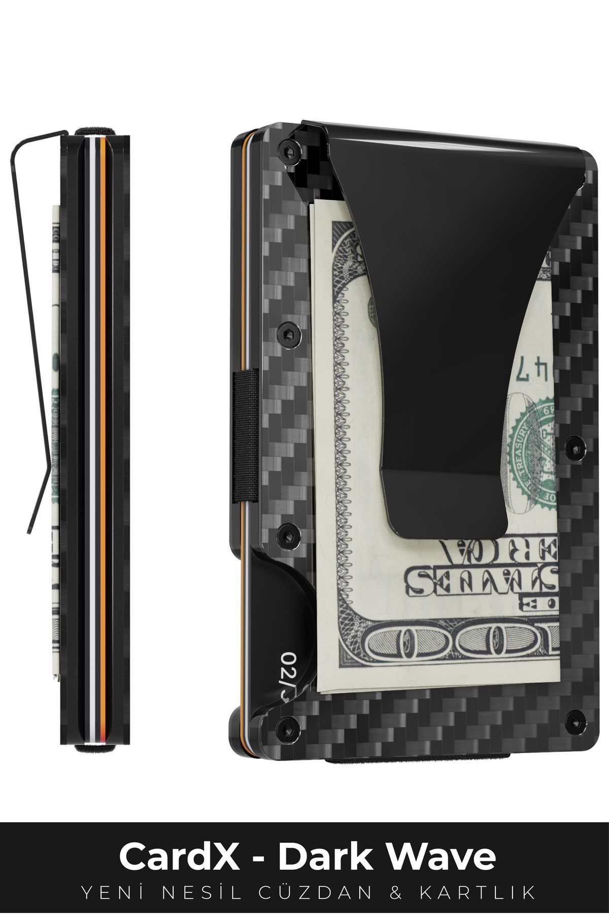 کیف پول و جاکارتی کربن فایبر با محافظ RFID - مدل Cardx Dark Wave Clips (مشکی) Louise Motto